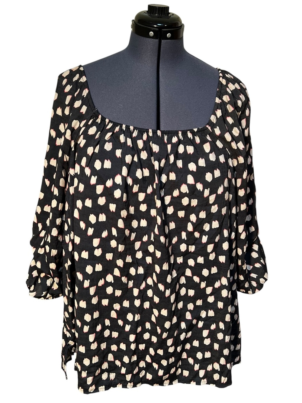 Lane Bryant Women’s Plus Size 28 Off Shoulder Blouse Square Neck Dark Gray White